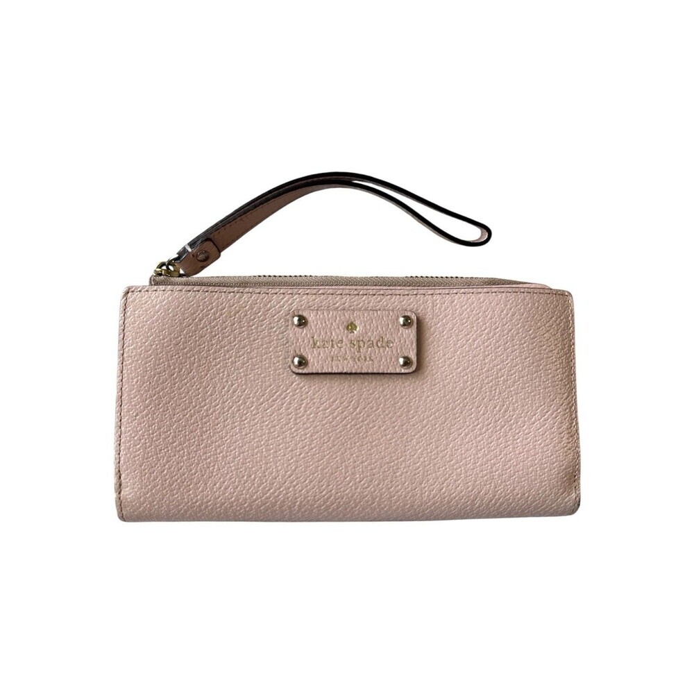 Kate Spade Wellesley Layton Wristlet Wallet Blush Pink Pebbled Leather Zip